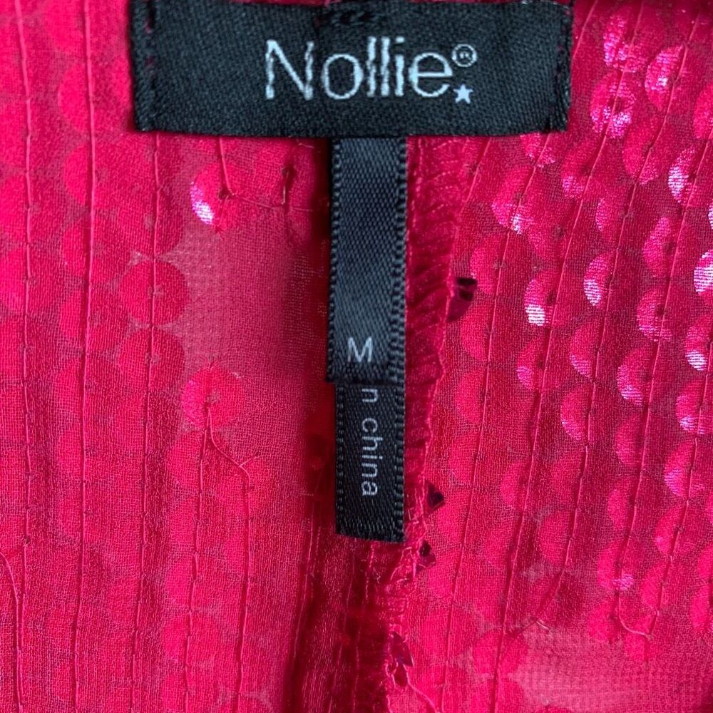 New VTG Nollie Womens Y2K Sequin Cropped Tank Size‎ M Pink NYE Festive Bright - Picture 8 of 16